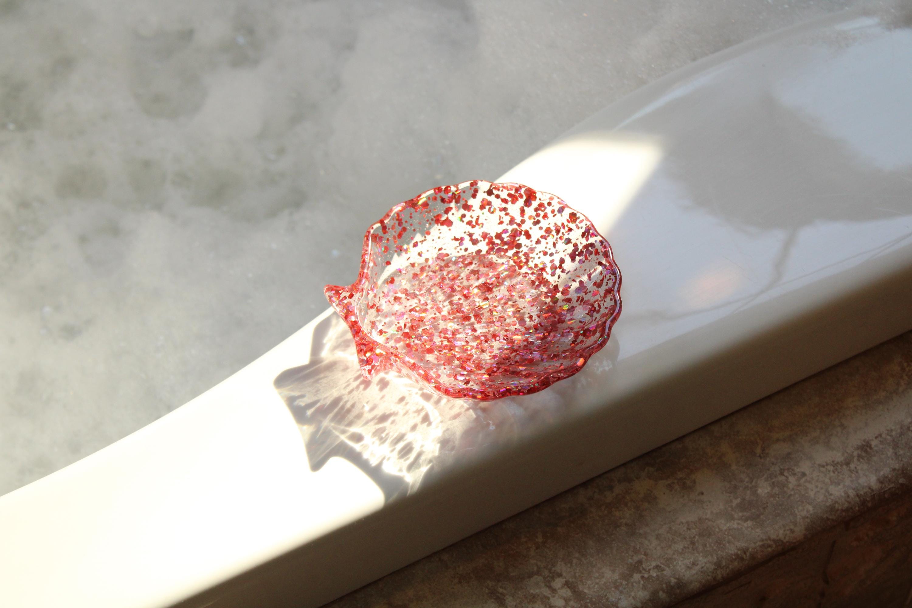 Pink sequin soap dish