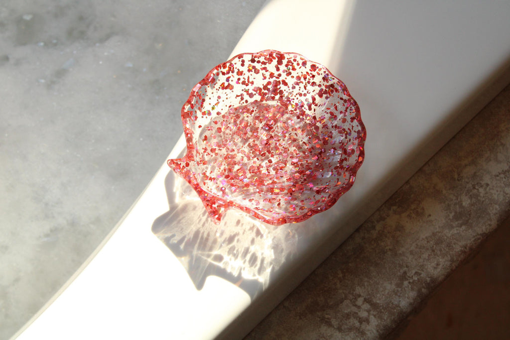 Pink sequin soap dish