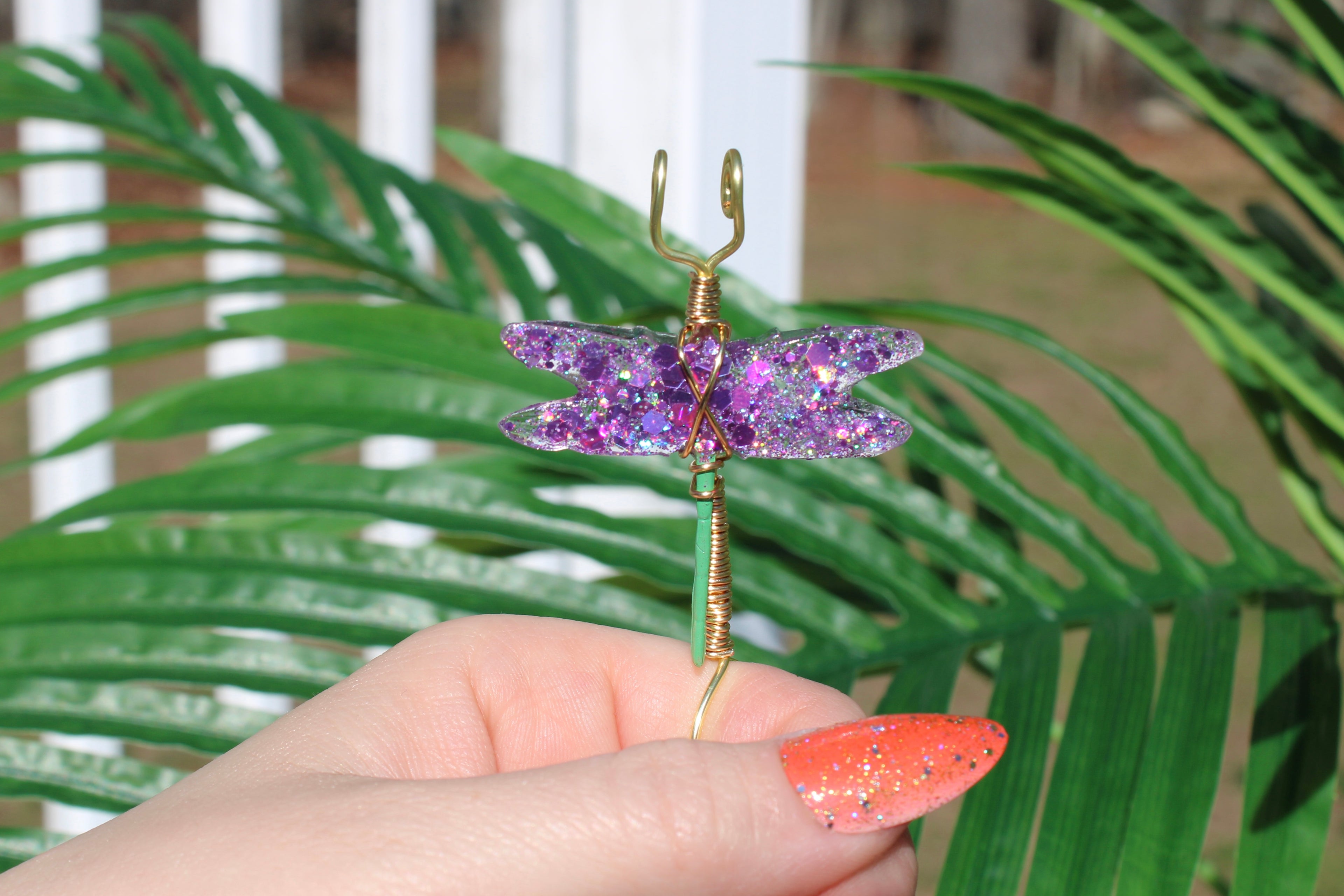 Purple Dragonfly Sequin Smoke Ring Joint Holder